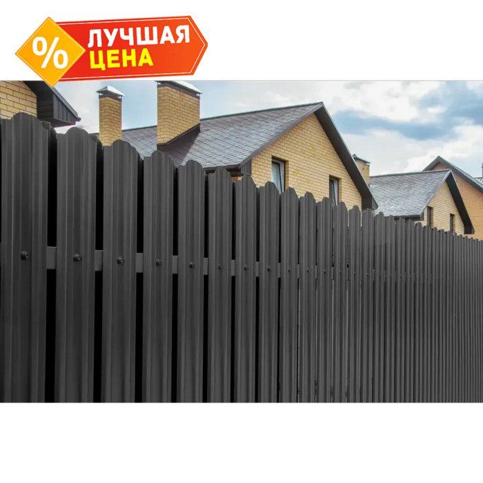 Штакетник М-образный А Grand Line 0,45 Drap ST RAL7024 Мокрый Асфальт