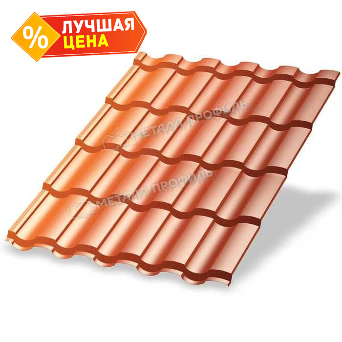 Металлочерепица Металл-Профиль Монтекристо-X 0,5 AGNETA® Copper/Copper/Медный/Медный