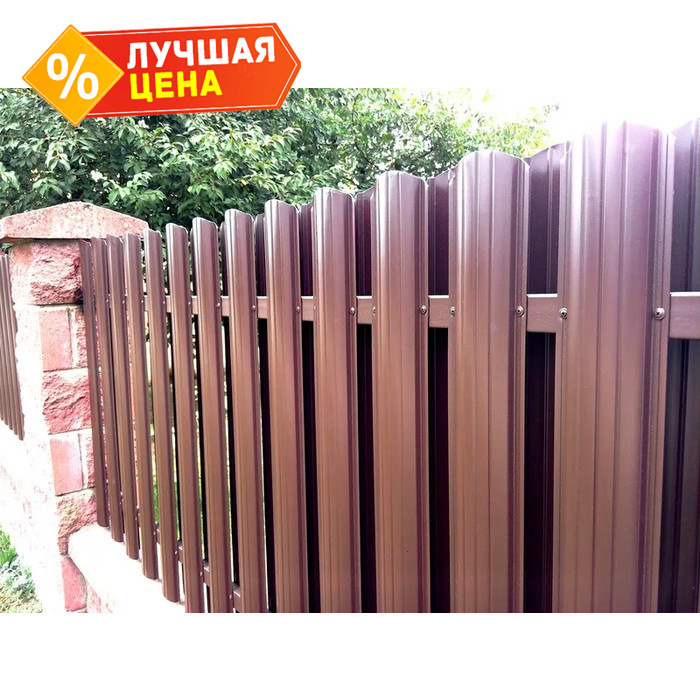Штакетник Круглый фигурный Grand Line 0,5 Atlas RAL8017 Шоколад