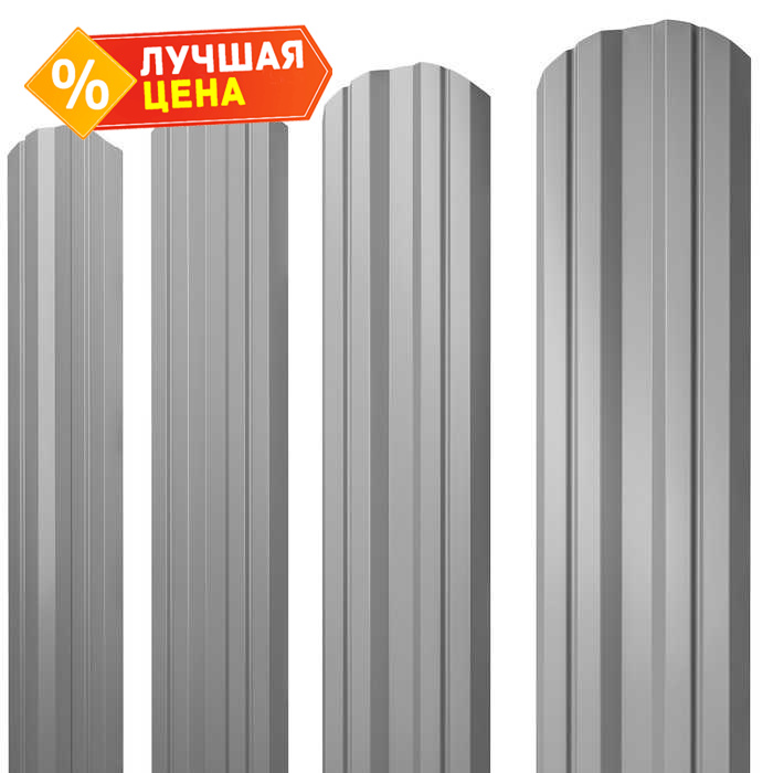 Штакетник Twin фигурный Grand Line 0,5 Satin RAL9006 Бело-Алюминиевый