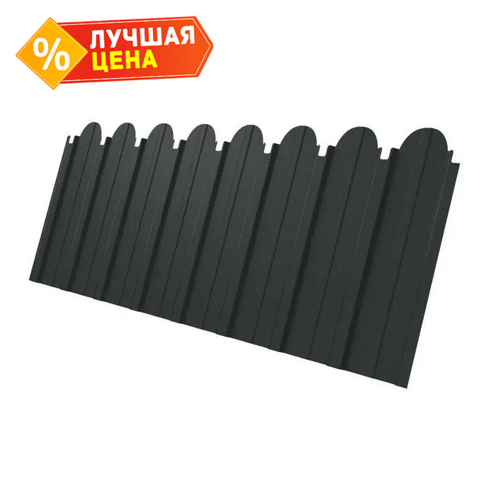 Профлист фигурный Grand Line C10A 0.5 Velur с пленкой RAL 7016 Антрацитово-серый
