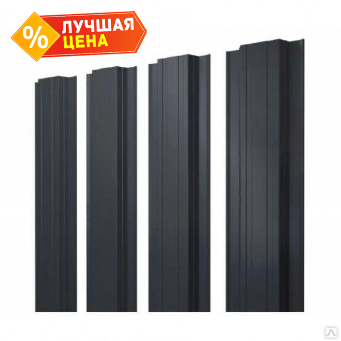 Штакетник Прямоугольный Grand Line 0,45 Полиэстер - double RAL9005 Черный | 1.8 м