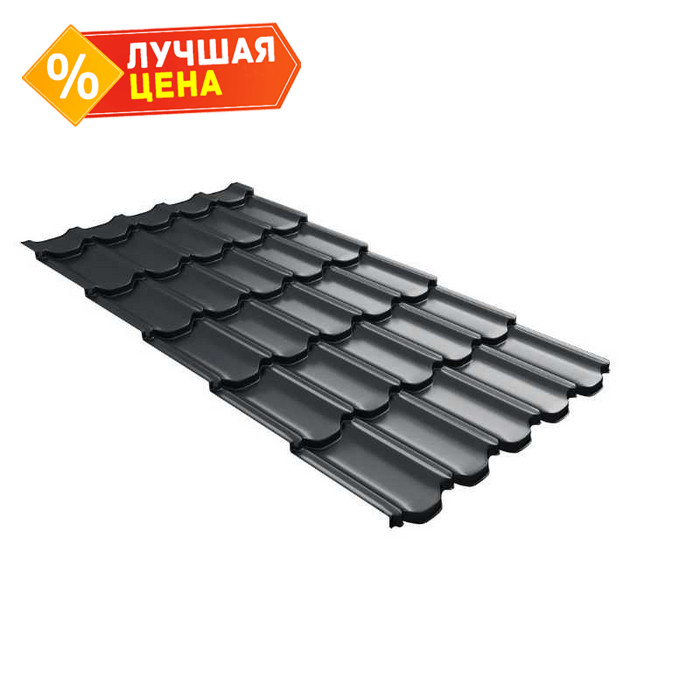 Металлочерепица Grand Line Kvinta plus 0,5 GreenCoat Pural Matt BT RAL 7016 Антрацитово-серый