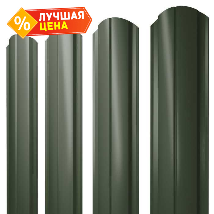 Штакетник Полукруглый Slim фигурный Grand Line 0,5 Velur RAL6020 Хромовая Зелень