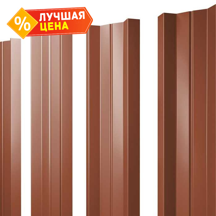 Штакетник М-образный А Grand Line 0,5 Velur RAL8004 Терракота