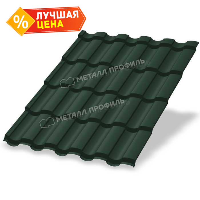Металлочерепица Металл-Профиль Монтекристо-XL 0,5 VikingMP® E RAL 6005 Зеленый мох