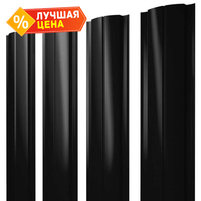 Штакетник Круглый Grand Line 0,45 Полиэстер - double RAL9005 Черный | 2.0 м