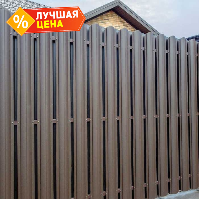 Штакетник Круглый фигурный Grand Line 0,45 Drap ST RR 32 Темно-Коричневый