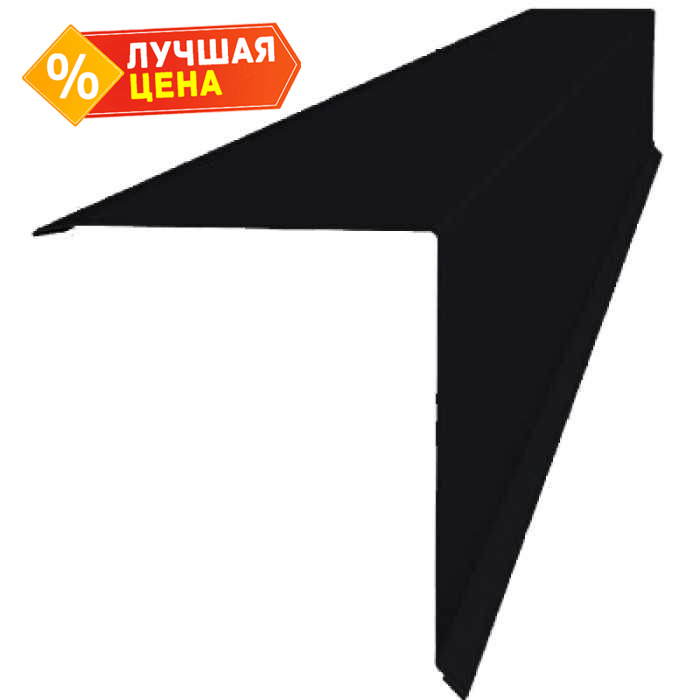 Планка конька односкатной кровли Grand Line 160x160 0,5 PurLite Мatt RAL 9005 черный
