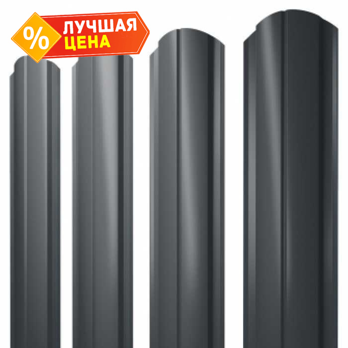 Штакетник Полукруглый Slim фигурный Grand Line 0,45 Полиэстер - double RAL7016 Антрацитово-Серый