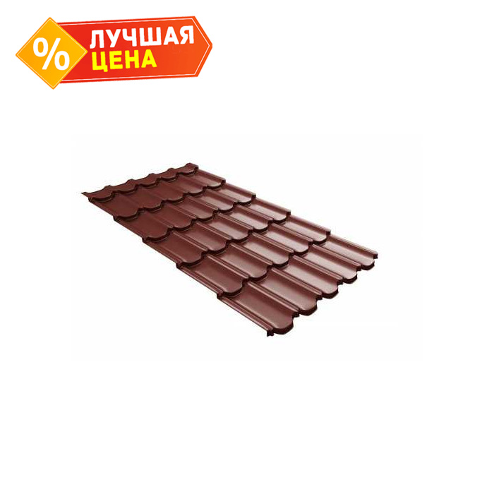 Металлочерепица Grand Line Kvinta plus 0,5 Velur RAL 3009 Оксидно-красный | c 3D резом