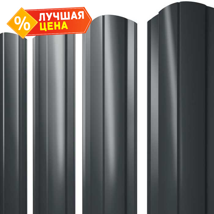 Штакетник Круглый фигурный Grand Line 0,5 Quarzit PRO Matt RAL7016 Антрацитово-Серый