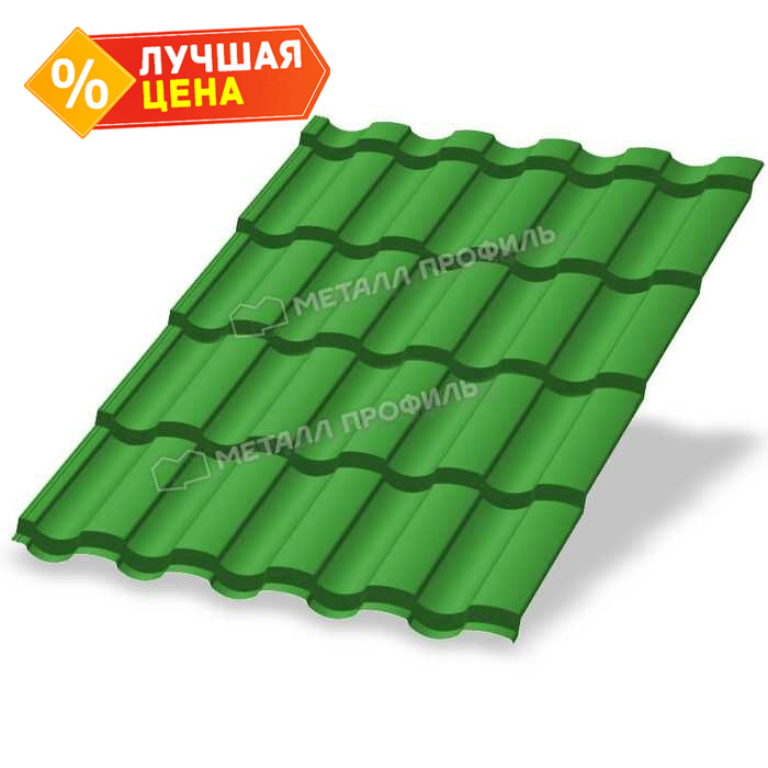 Металлочерепица Металл-Профиль Монтекристо-XL 0,5 NormanMP RAL 6018 Желто-зеленый