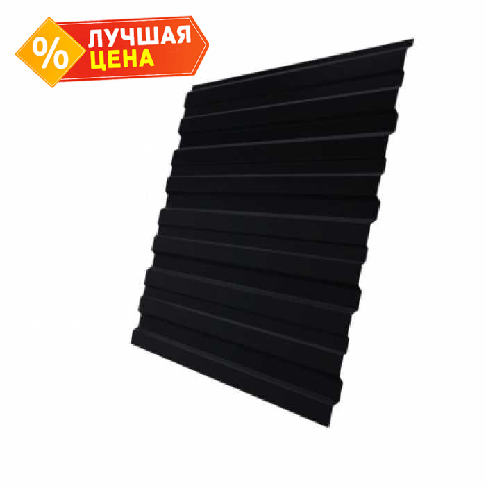 Профлист Grand Line C10В 0.5 Velur с пленкой RAL 9005 Черный
