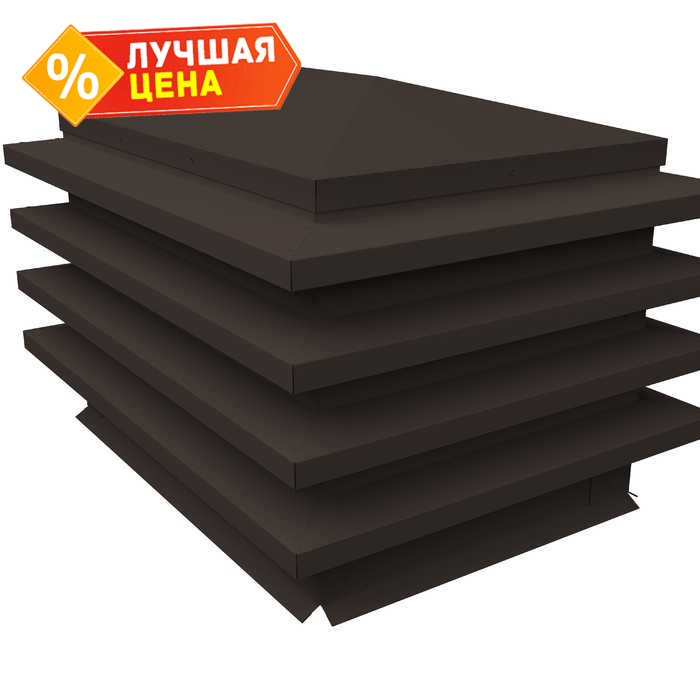 Дымник на трубу елка 540х410мм 0,5 Satin Мatt с пленкой RR 32 темно-коричневый