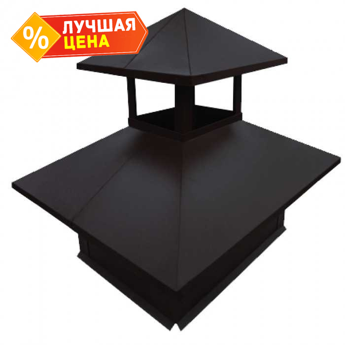 Дымник на трубу двойной 520х390мм 0,45 Drap с пленкой RAL 7024 мокрый асфальт