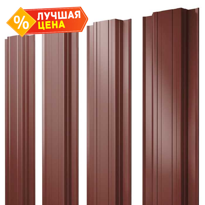 Штакетник Прямоугольный Grand Line 0,5 Satin RAL3009 Оксидно-Красный