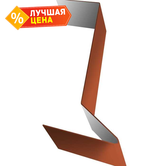 Планка примыкания для мягкой кровли 0,5 Velur RAL 8004 терракота