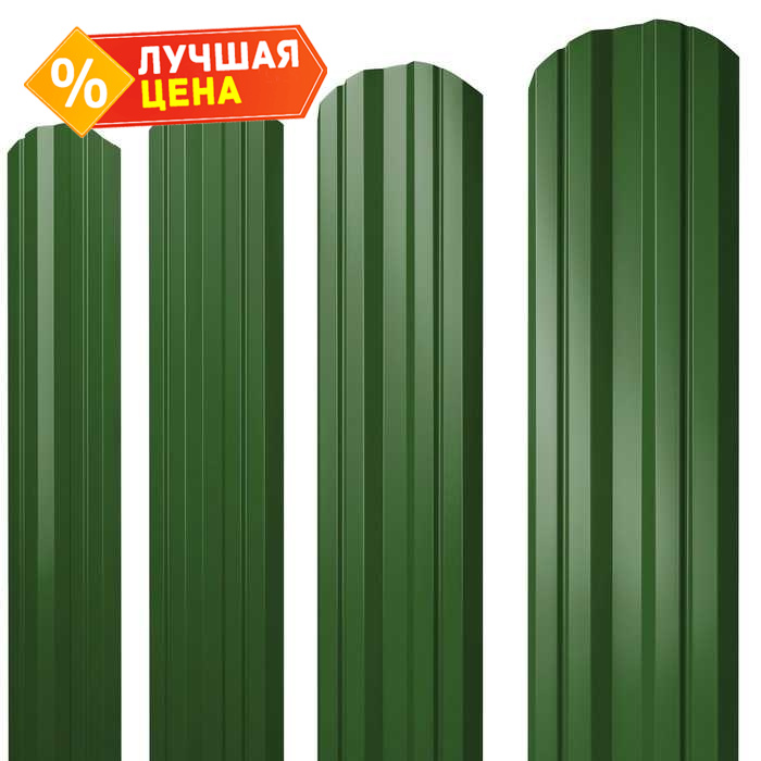 Штакетник Twin фигурный Grand Line 0,45 Полиэстер RAL6002 Лиственно-Зеленый