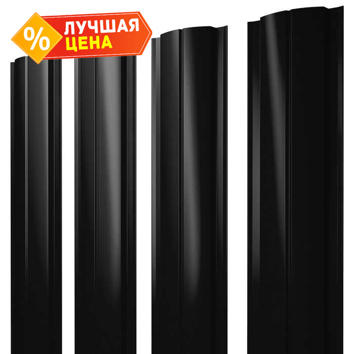 Штакетник Полукруглый Slim Grand Line 0,5 Satin Matt RAL9005 Черный
