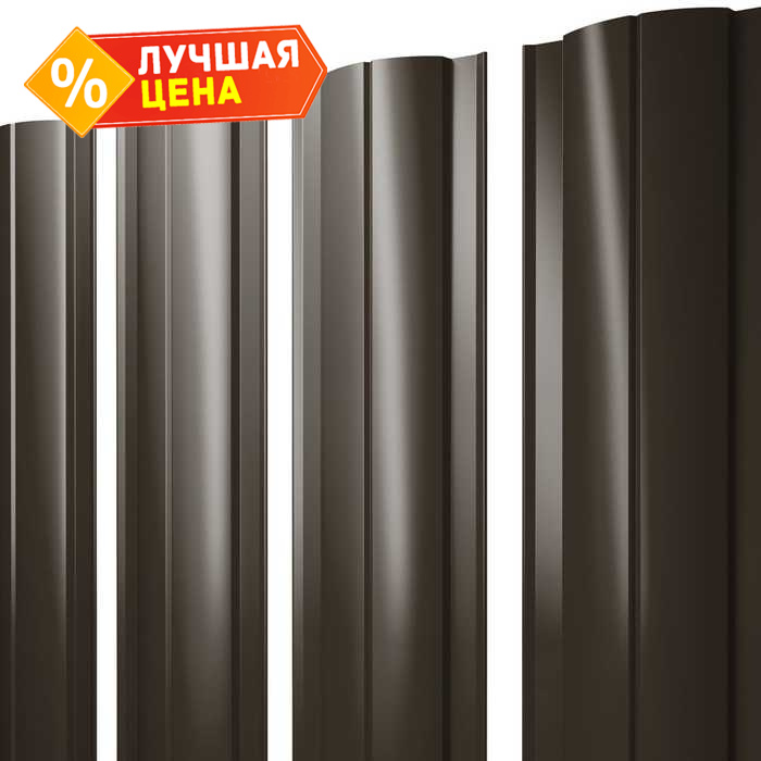 Штакетник Круглый Grand Line 0,5 GreenCoat Pural BT RR 32 Темно-Коричневый, Серо-Коричневый