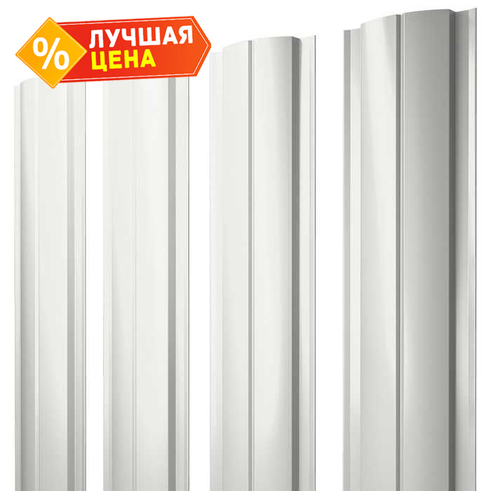Штакетник Полукруглый Slim Grand Line 0,5 Satin RAL9003 Сигнальный Белый