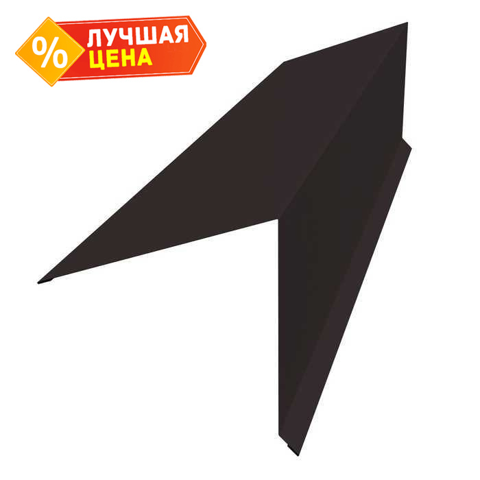 Планка конька односкатной кровли Grand Line 180x160 0,5 Velur RAL 9005 черный
