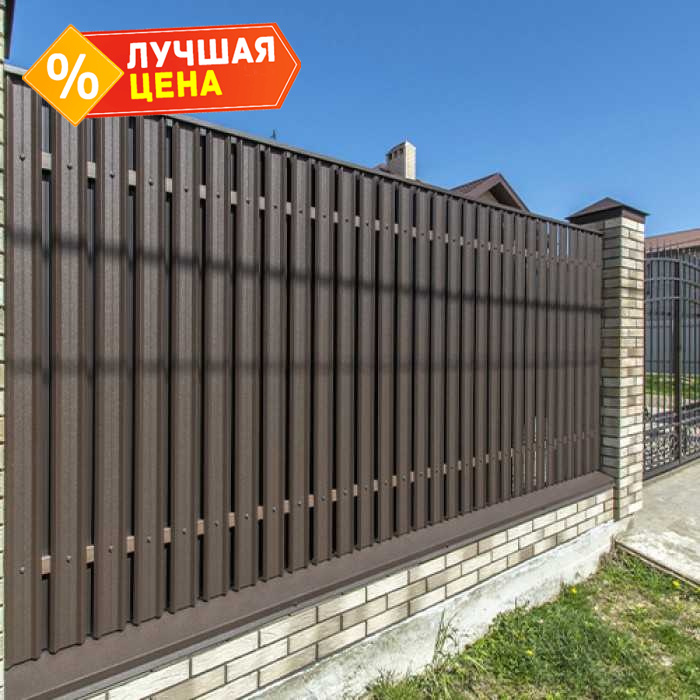 Штакетник М-образный Grand Line 0,5 Velur RR 32 Темно Коричневый