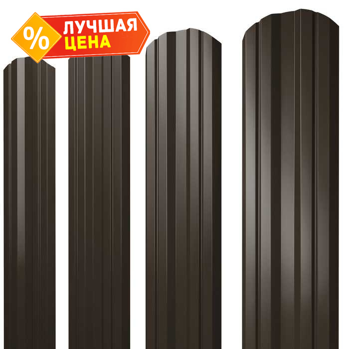 Штакетник Twin фигурный Grand Line 0,5 PurLite Matt RR 32 Темно-Коричневый