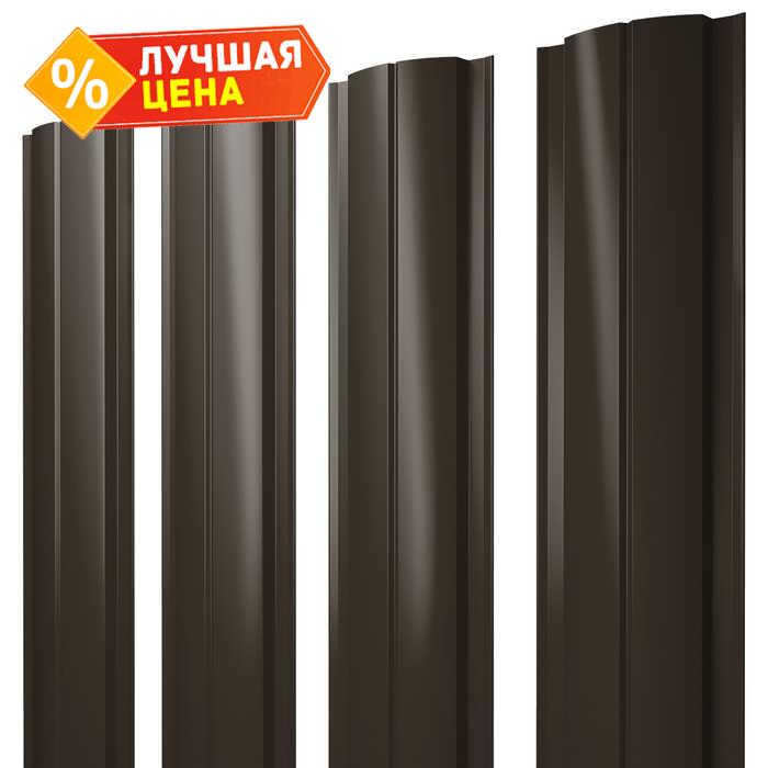 Штакетник Полукруглый Slim Grand Line 0,5 Quarzit RR 32 Темно-Коричневый