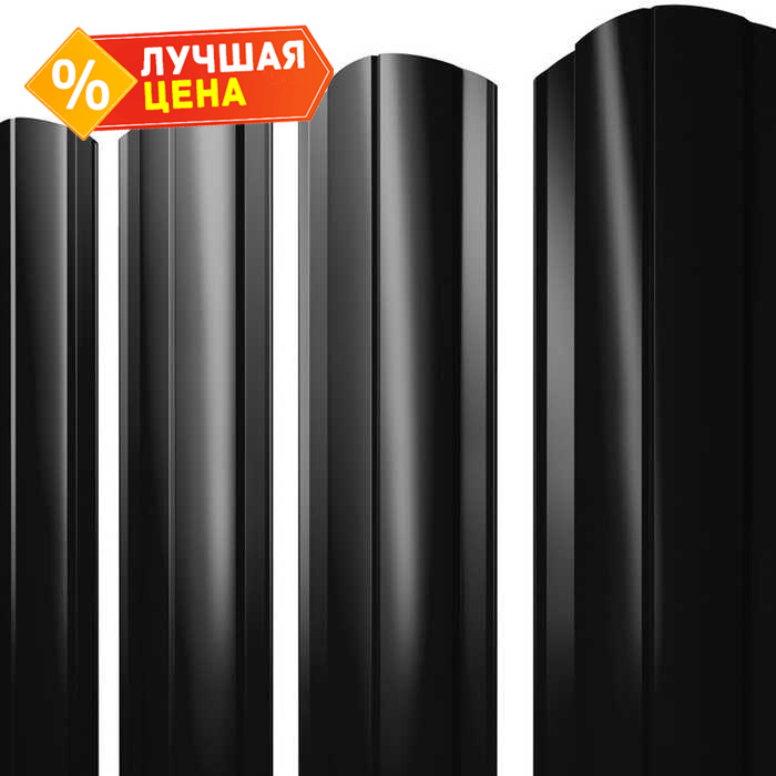 Штакетник Круглый фигурный Grand Line 0,45 Drap ST RAL9005 Черный