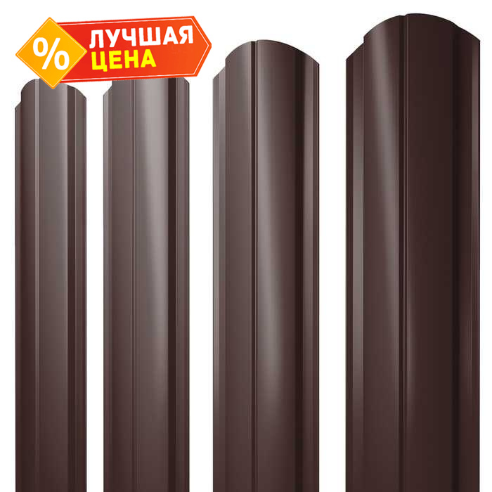 Штакетник Полукруглый Slim фигурный Grand Line 0,5 GreenCoat Pural BT RR 887 Шоколадно-Коричневый