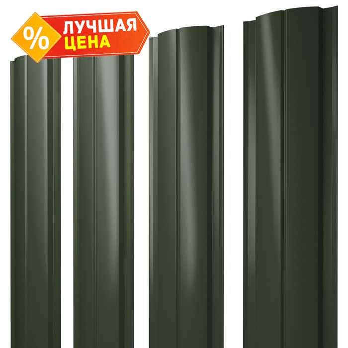 Штакетник Полукруглый Slim Grand Line 0,5 Velur RAL6020 Хромовая Зелень