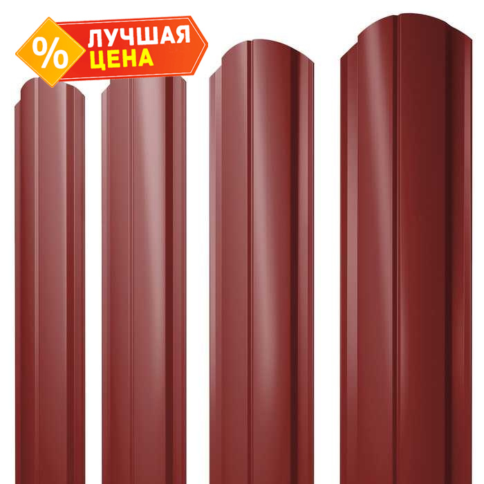 Штакетник Полукруглый Slim фигурный Grand Line 0,5 Satin RAL3011 Коричнево-Красный