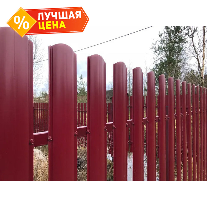 Штакетник Круглый фигурный Grand Line 0,45 Полиэстер RAL3005 Красное Вино