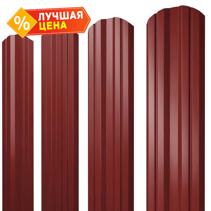Штакетник Twin фигурный Grand Line 0,5 Satin RAL3011 Коричнево-Красный