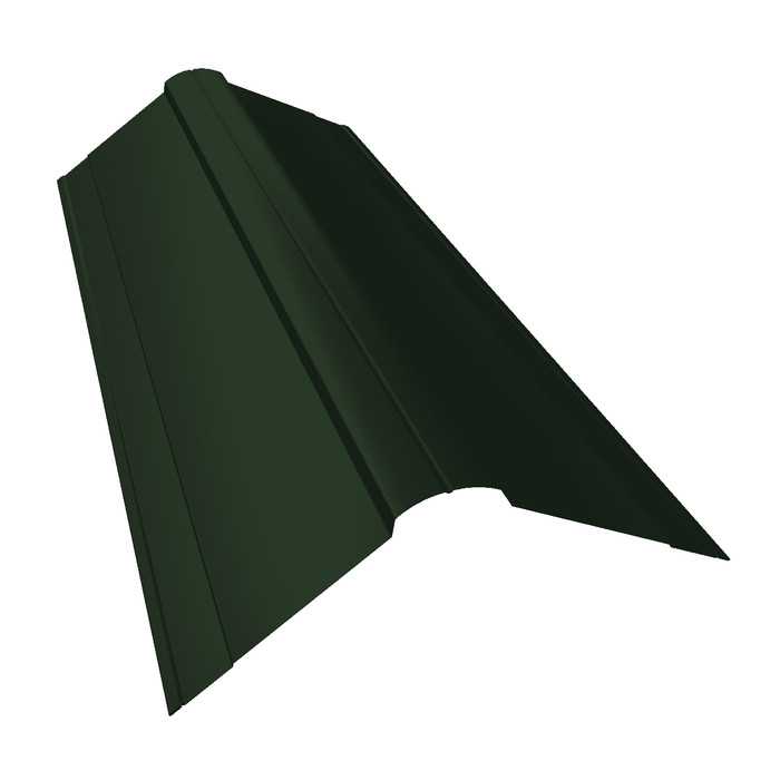 Планка конька фигурного 150x150 0,5 GreenCoat Pural BT, matt RR 11 темно-зеленый (RAL 6020 хромовая зелень)