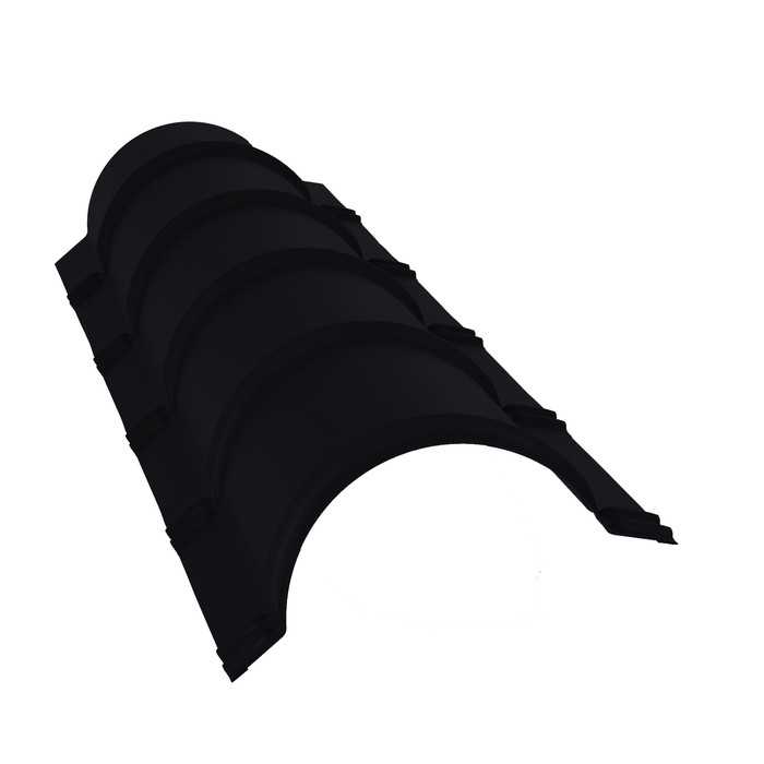 Планка малого конька полукруглого 0,5 GreenCoat Pural BT, matt RR 33 черный (RAL 9005 черный)