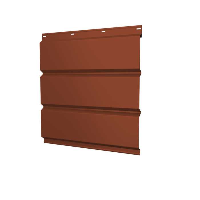 Софит металлический без перфорации 0,5 Satin с пленкой RAL 8004 терракота