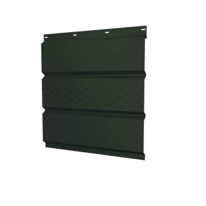 Софит металлический центральная перфорация 0,5 GreenCoat Pural BT, matt с пленкой RR 11 темно-зеленый (RAL 6020 хромовая зелень)