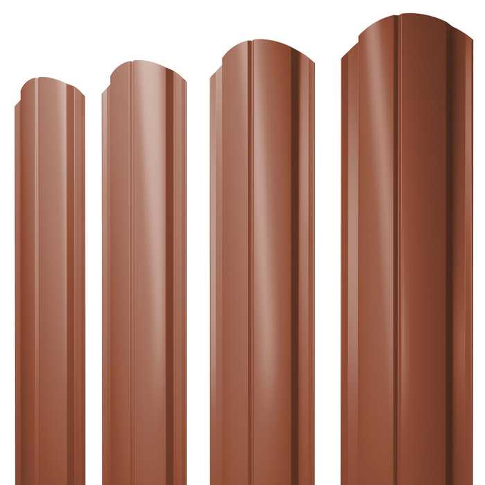 Штакетник Полукруглый Slim фигурный Grand Line 0,5 Velur RAL8004 Терракота