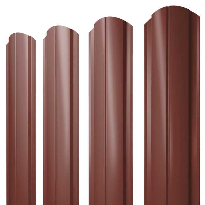 Штакетник Полукруглый Slim фигурный Grand Line 0,5 Velur RAL3009 Оксидно-Красный