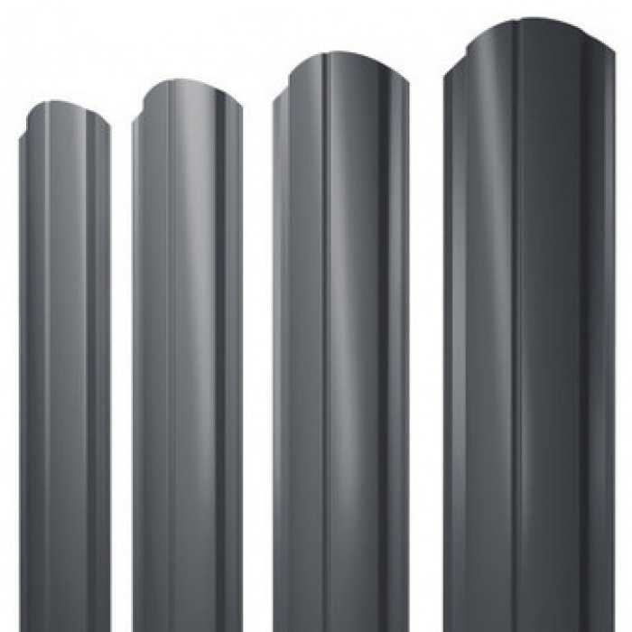Штакетник Полукруглый Slim фигурный Grand Line 0,5 GreenCoat Pural BT, matt RAL7016 Антрацитово-Серый