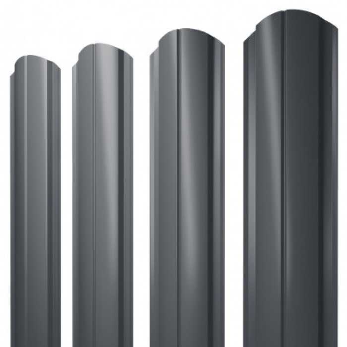 Штакетник Полукруглый Slim фигурный Grand Line 0,5 GreenCoat Pural BT RR 23 Темно-Серый