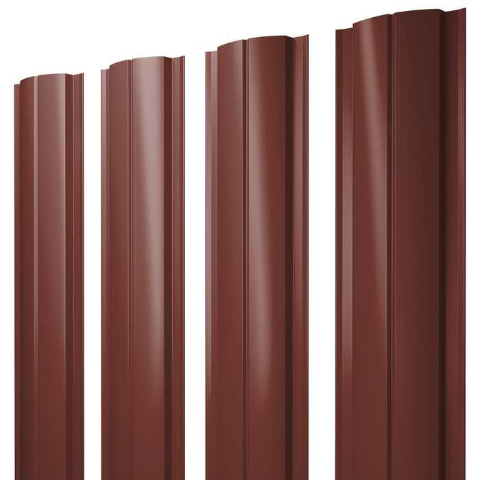 Штакетник Полукруглый Slim Grand Line 0,5 Velur RAL3009 Оксидно-Красный