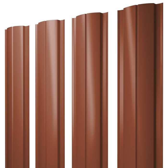 Штакетник Полукруглый Slim Grand Line 0,5 Velur RAL8004 Терракота