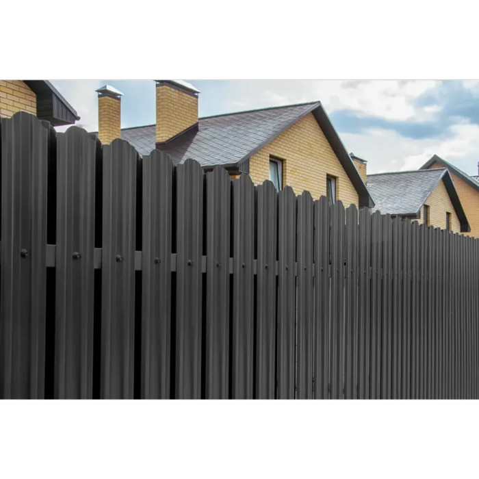 Штакетник Twin фигурный Grand Line 0,5 Rooftop Matte RAL7024 Мокрый Асфальт